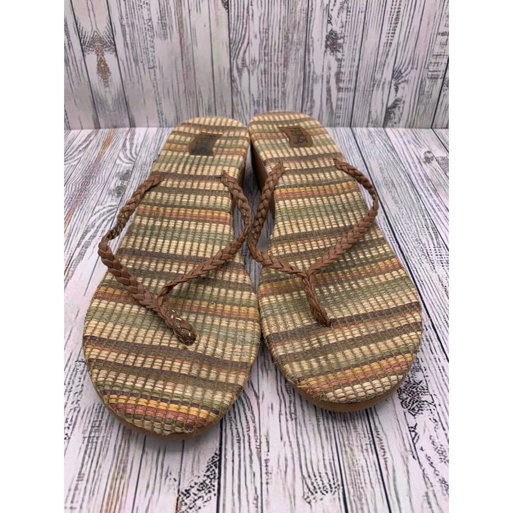 Flojos Women's Size 10 Flip-Flop Sandals Brown Tan Boho Comfort Thong Shoes